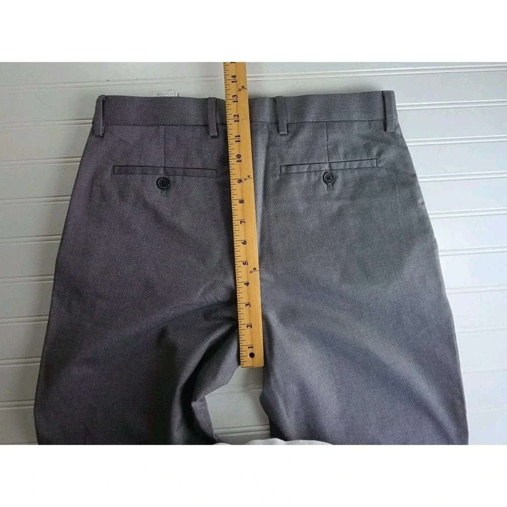 Banana Republic Pants‎ Mens 31 x 30 Slim Fit Gray Flat Front CHECK Chino Stretch